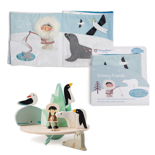 Balancing Polar Toy & Snowy Activity Book Bundle - Wooden educational - ELLIE