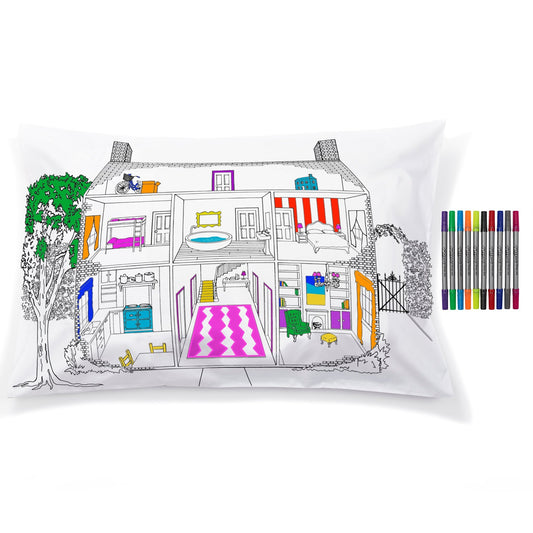 Doll's House Decorator Pillowcase - Colour & Design - Educational Colouring Gifts - ELLIE