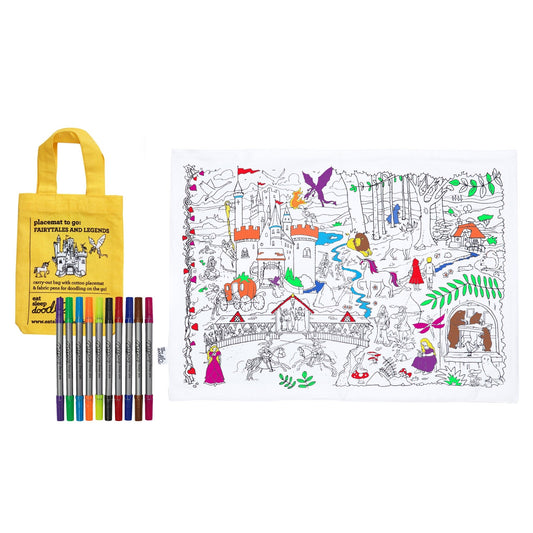 Fairytales & Legends Placemat to Go - Colour in & Learn - Educational Colouring Gifts - ELLIE