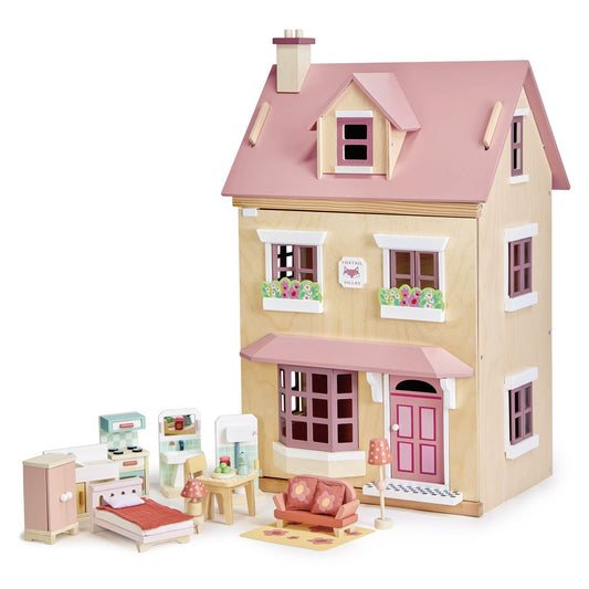 Foxtail Villa + Furniture in Pink - Wooden dolls house - ELLIE