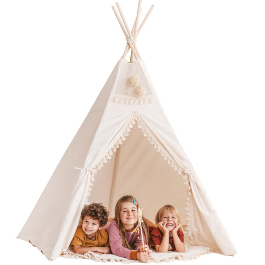 MINICAMP Extra Large Indoor Teepee Tent With Tassels Decor in Boho Style - Teepee - ELLIE
