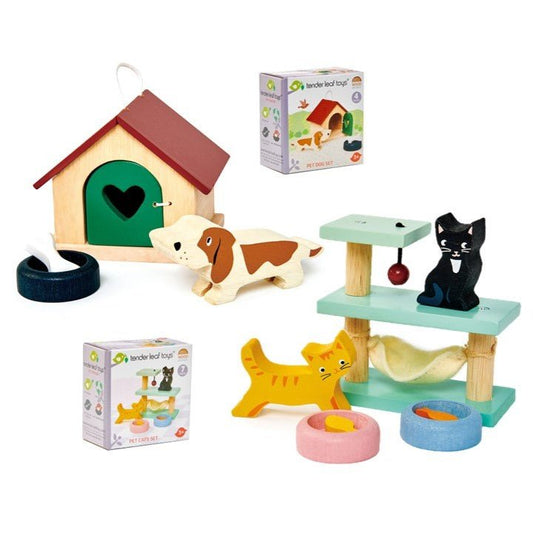 Pet Cat & Pet Dog Toy Bundle - Wooden dolls house furniture - ELLIE